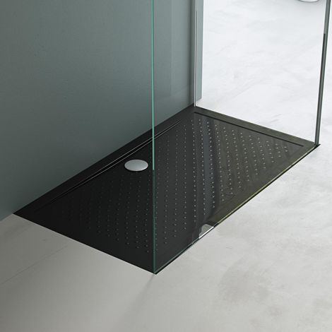 Mai & Mai Piatto Doccia 90x140x4 cm con Piletta di Scarico Inclusa (AL01) Superficie Antiscivolo Acrilico Nero Rettangolare Lucia02AR (1/5)