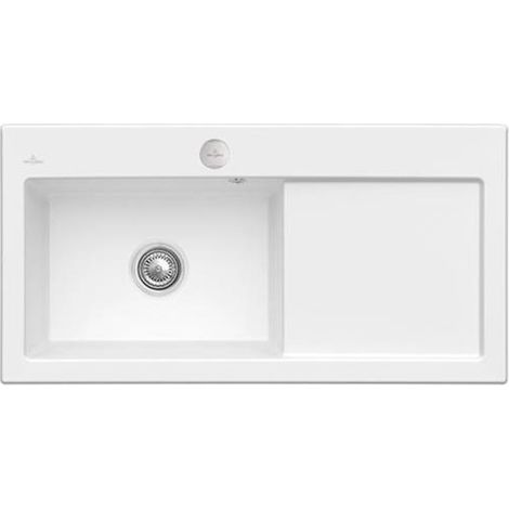 Évier SUBWAY 60 XL 1000 x 510 mm avec bonde excentrée. Blanc.