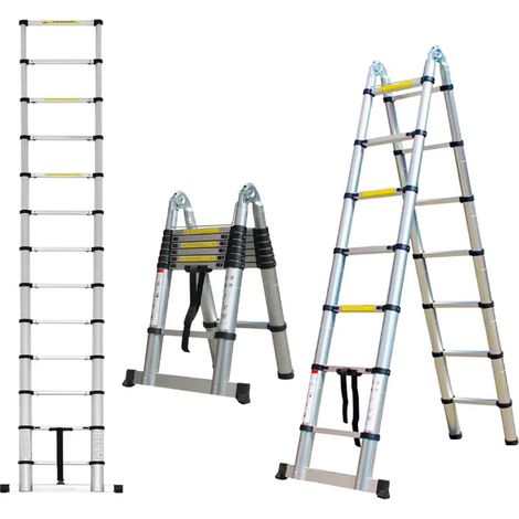 Scala telescopica retrattile in alluminio 44 m leggera