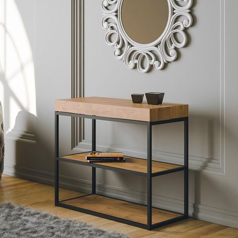 Consolle allungabile 90x40/196 cm Plano Small Premium Quercia Natura telaio Antracite (1/5)