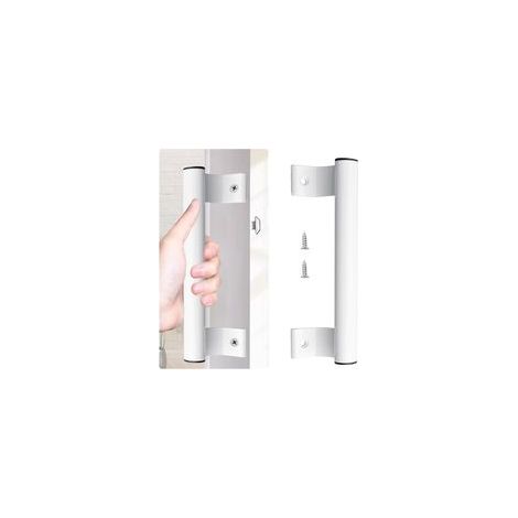 Set mit 1 Schiebetürgriff aus Aluminiumlegierung und weißem Glas für 17 cm Befestigungslöcher rechts/links (1/5)
