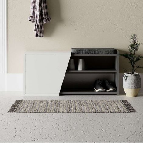 Scarpiera panca con anta colore bianco e antracite 104.6 cm - Lesta