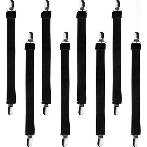 Lot de 8 tendeurs de drap réglables 60-200cm Noir