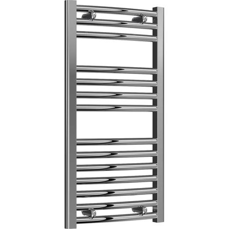 Reina Diva Curved Chrome Electric Towel Rail 800mm High x 400mm Wide (+ Chrome Weekly Program Element) (1/5)