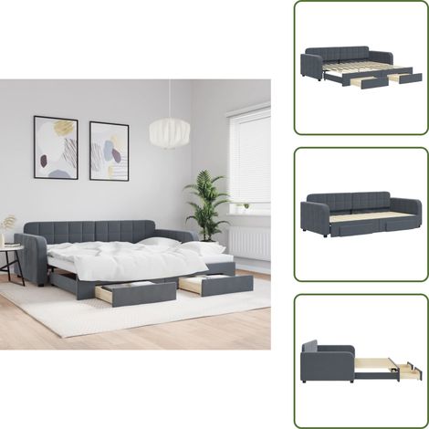 Lit de jour avec gigogne et tiroirs sans matelas 90x200 cm - Lit De Jour Avec Lit Gigogne - Lits De Jour Avec Lits Gigognes - Canapé-lit - Lit D'appoint (1/5)