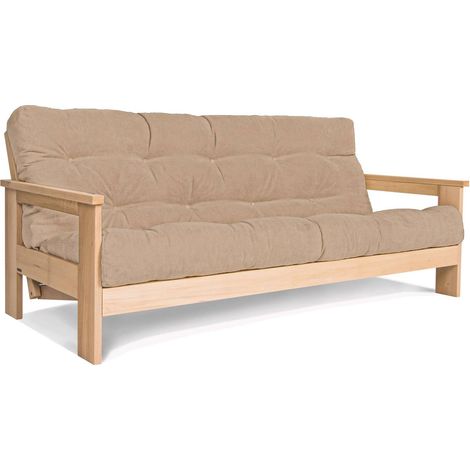 Canapé lit mexico - 145 x 200 cm - Bois clair et Beige (1/5)