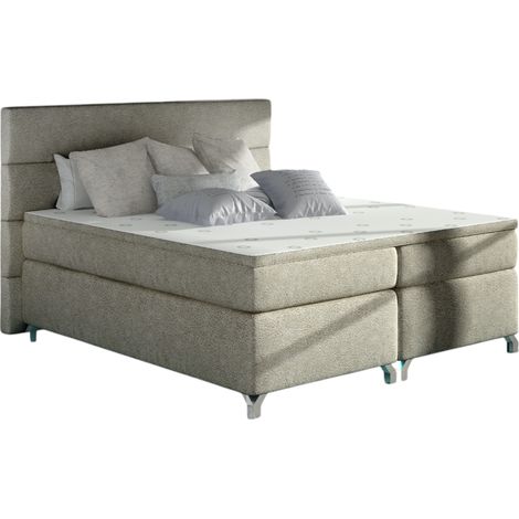 Lit boxspring 160x200 tissu beige Mador (1/5)