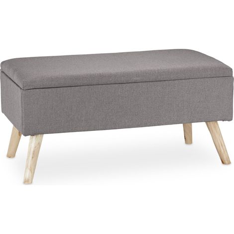 Panca imbottita con vano portaoggetti 39,5 x 79,5 x 39,5 cm seduta confortevole stile moderno in tessuto grigio 130008721