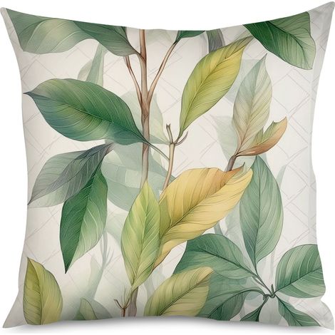 Housse de coussin feuilles exotiques, décoration végétale (1/5)