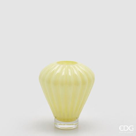 EDG Enzo De Gasperi Vaso Diamante H 20 Cm D 17 Cm Vetro Light Yellow