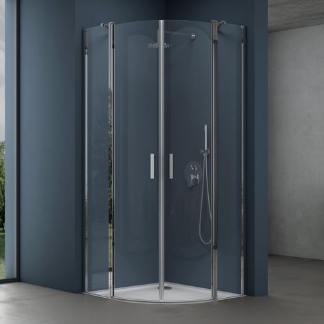 doporro Cabine de Douche avec Bac à Douche Pare-Douche Douche en Quart de Cercle Montage Réversible 90X90X195 Ravenna52K Verre Transparent ESG 6mm Nano (1/5)