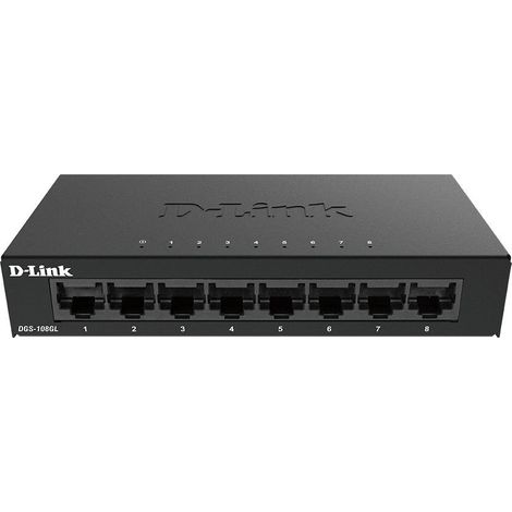 D-Link DGS-108GL Non gestito Gigabit Ethernet (10/100/1000) Nero (1/4)