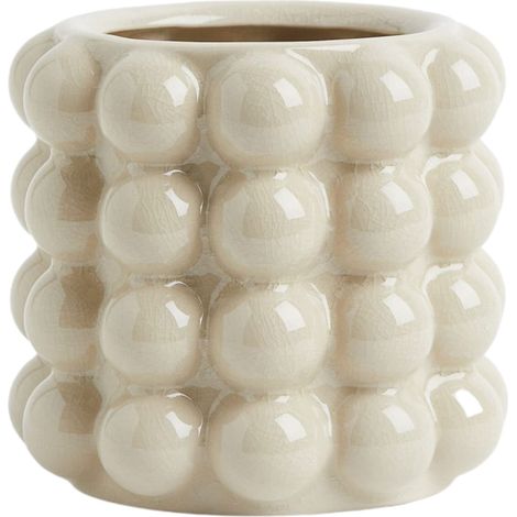 Vase à Bulles en céramique Beige pour Fleurs, Vase Court pour décoration bohème, vases décoratifs pour Fleurs, Salon, Chambre, Bureau, cheminée, Table Basse, 12,7 cm (1/5)