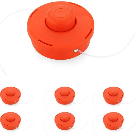 6 Pack Universal Brush Cutter Head, Brush Cutter Head, Red Plastic Nylon Trimmer Replacement Spool Brush Cutter Head, Professional Brush Cutter Accessory (1/4)