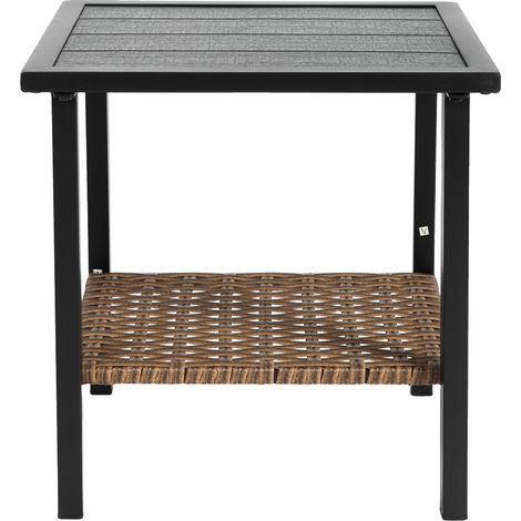 Ensemble mobilier d'extérieur 3 pièces avec 2 fauteuils pivotants et 1 table en rotin synthétique marron (1/5)