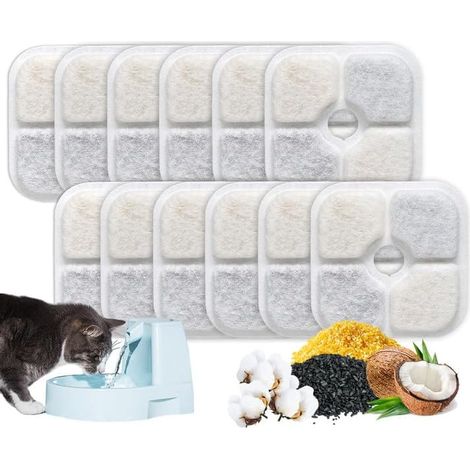 Filtres pour fontanelle de chat, lot de 12 filtres pour fontaine compatibles avec les fontaines pour animaux. Gardez votre chat en bonne santé. (1/5)