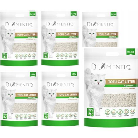 Diamentiq Tofu Neutral Ultra aglomerante - esti茅rcol vegetal - 6 x 2,5 kg (1/4)