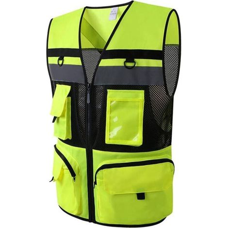 CSPARKV Green Gilet de sécurité réfléchissant avec Poches Multipoches de sécurité réfléchissante pour Gilet de sécurité pour Entrepreneur (1/4)