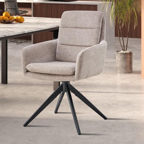 Lot de 2 chaises pivotantes en tissu beige LOLDA (1/5)