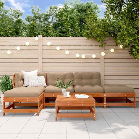 Garten-Lounge-Set 5 pcs Wachsbraun Massives Kiefernholz (1/5)