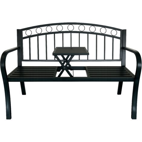 Panca da giardino in metallo Aga con tavolino ribaltabile 127x53x84 cm (1/5)