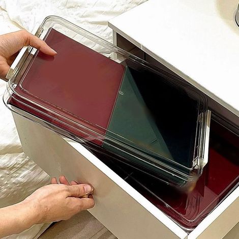 Transparent PET Document Storage Box with Lid (1/5)