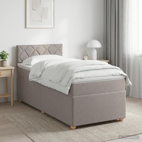 vidaXL Lit boxspring avec matelas Taupe 90 x 190 cm Tissu (1/5)