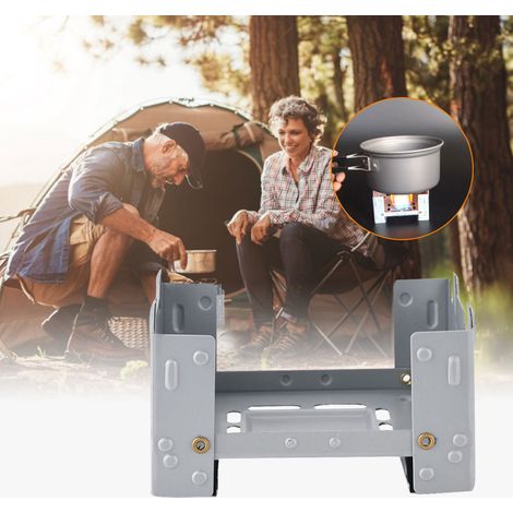 Poêle de Camping Portable Pliant 95x75mm, Brûleur à Alcool Solide pour Randonnée Armée et Extérieur (1/5)