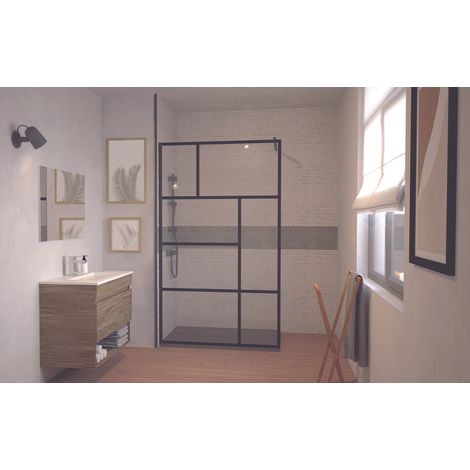 ONDEE - Mamparas de baño FABRILIA - Vidrio templado - Acabados negro mate - 120x200x0,8cm (1/5)