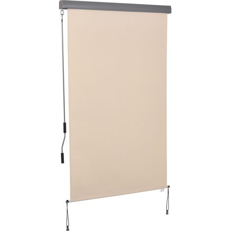 Senkrechtmarkise Balkonmarkise Vertikalmarkise Windschutz Seitenrollo Sichtschutz mit Handkurbel Polyesterstoff+Aluminium Cremeweiß 200 x 120 cm