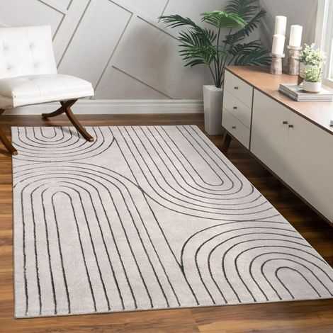 Paco Home Teppich Wohnzimmer Kurzflor Blätter Floral Regenbogen Geometrisch 120x160 cm, Grau 3