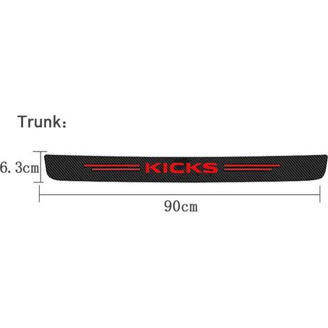 (Coffre rouge, 1 pièce) Film protecteur anti-rayures pour seuil de porte de voiture en fibre de carbone, compatible avec Nissan Kicks. Autocollants de seuil de porte intérieurs avec logo. (1/5)