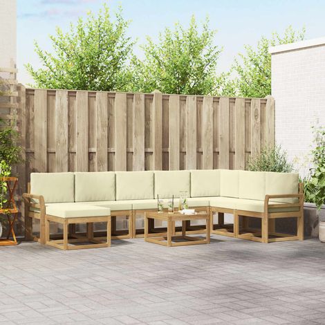vidaXL Outdoor-Sofagarnitur 9 Stk. Weiß und Creme (1/5)