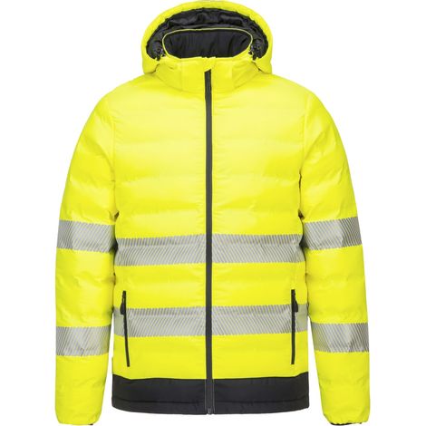 Portwest Heated Hi Viz Jacket Electric Tunnel Puffer Coat Yellow Hi Vis XXXL