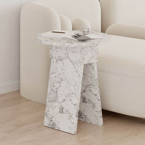 Mesa de centro Chen blanca efecto mármol de Carrara (1/4)