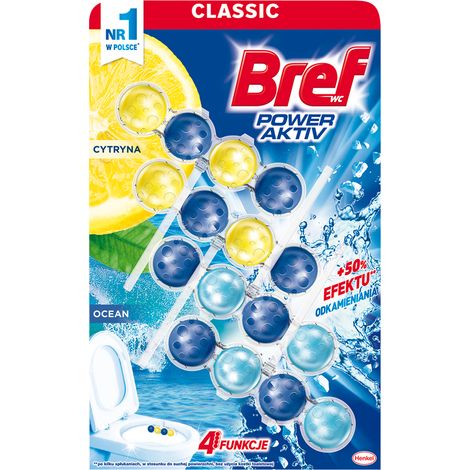 Bref Power Aktiv - Appendino per WC Ocean Lemon, 4 x 50 g - Un WC più pulito e brillante