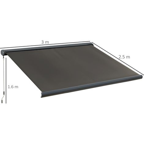 Store banne électrique avec télécommande, kit de montage inclus, structure métallique, gris foncé, 3 x 2,5 m (1/5)