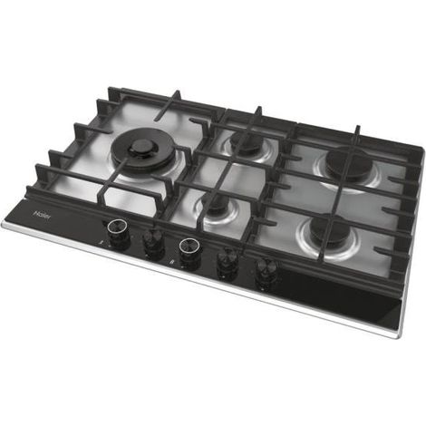 Haier HAHG7WL5WS6X/1 piano cottura Nero, Acciaio inox Da incasso 74.5 cm Gas 5 Fornello(i) (1/4)