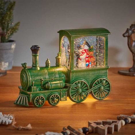 17cm Battery Operated Frosty All Aboard Snow Swirling Christmas Lantern (1/4)