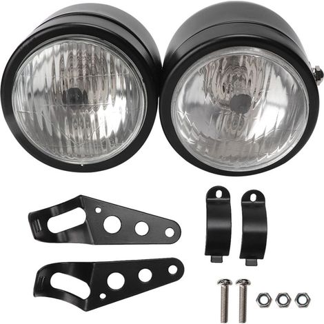 Universal motorcycle headlight, 8.5 inch, iron, double, round (double black and white). (1/5)