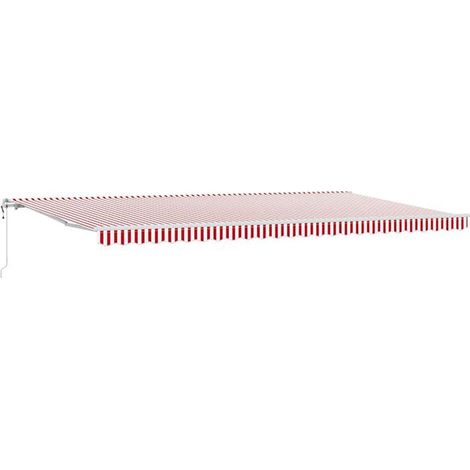 Store banne rétractable, rouge et blanc, 600 x 350 cm (1/2)