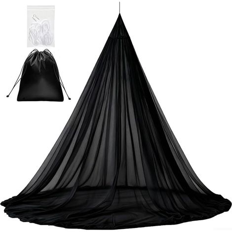 Tente Suspendue Lit Camping Jardin pour fête Cour Tente Suspendue(Black) Mailles fines serrées, blocage total insectes, sommeil paisible, montage outils, usage camping jardin (1/5)