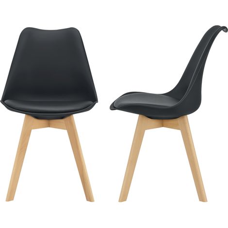 Esszimmerstuhl Fläten 2er Set Kunstleder Schwarz [en.casa]