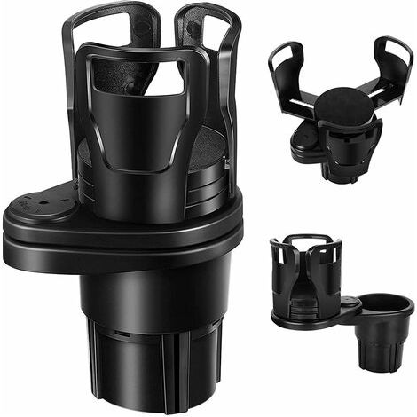 Un porte-gobelet de voiture, un porte-gobelet de voiture multifonction deux-en-un, un porte-bouteille double rotatif et réglable à 360 degrés, adapté à la plupart des voitures (Fibre de carbone) (1/5)
