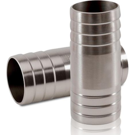 Lot de 2 raccords de tuyau droits de 22 mm en acier inoxydable 304 à 2 voies en forme de I - Raccord de tuyau droit en acier inoxydable - Pour tuyau d'arrosage, huile, air, eau (1/5)