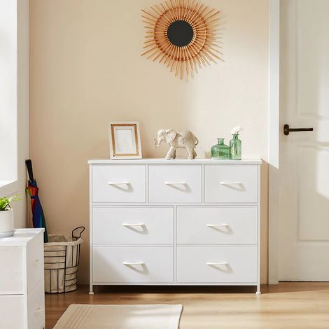 Armoire de rangement 7 tiroirs en tissu – meuble multifonction pour chambre et salon – organisation vêtements,Blanc (1/5)