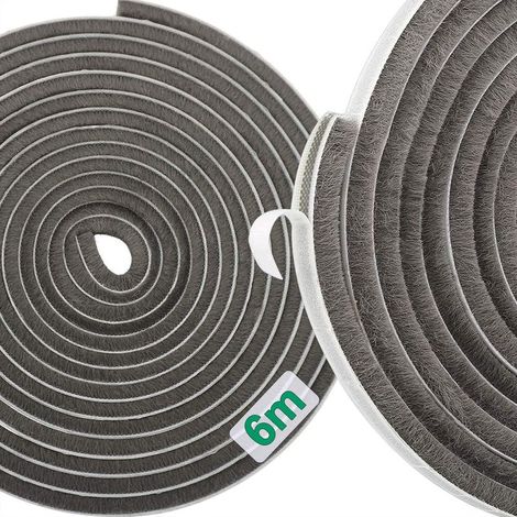 QAZQA Bande Auto-Adhésive de Brosse de Joint de Porte et de Fenêtre de 6 m, anti-bruit et anti-poussière coupe-vent, 9 X 5 (1/5)