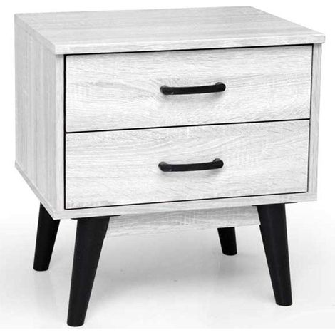Comodino Mobiletto Cassettiera 2 Cassetti Tavolino Design Moderno Legno Bianco (1/2)