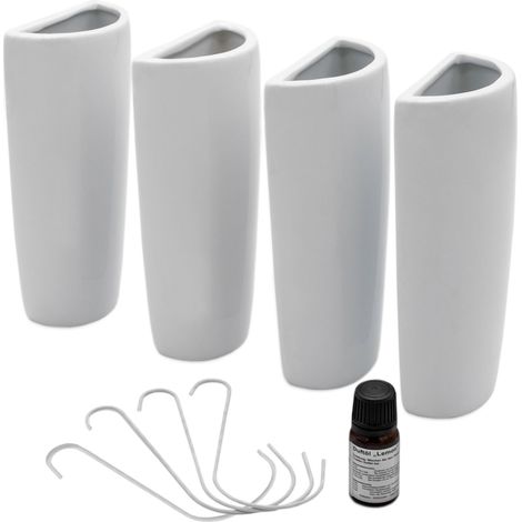 Keramik Luftbefeuchter halbrund für Heizkörper 4er Set - 19 x 9 cm - Wasserverdunster zum Einhängen an Heizkörpern - Universal Raumbefeuchter Wasser Verdampfer kabellos