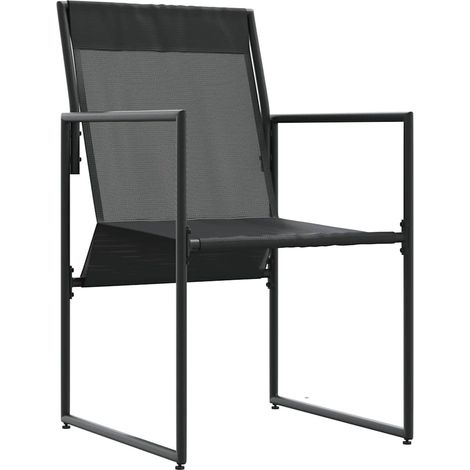 Chaise avec coussin 4 lot de 2  Chaises d'extérieur Noir et anthracite Textilène (1/5)